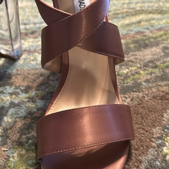 Steve Madden Clear Heel Pink Strappy Open Toe - Picture 5 of 9